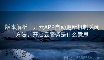 版本解析｜开云APP自动更新机制关闭方法，开启云服务是什么意思