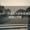 实时分析｜开云五大联赛直播配套数据接口详解