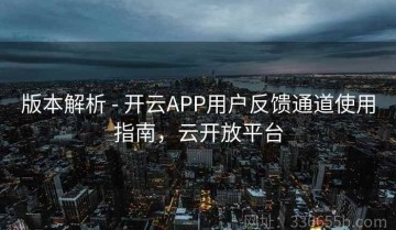 版本解析 - 开云APP用户反馈通道使用指南，云开放平台